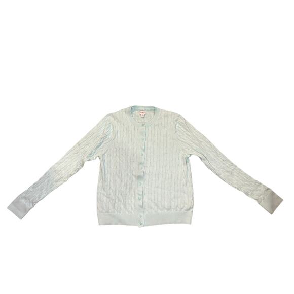 J. Crew 100% Cotton Turquoise Cardigan Size Large - Picture 3 of 5